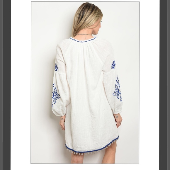 💦boho chic Tonic white and blue dress 💦 - Picture 4 of 7